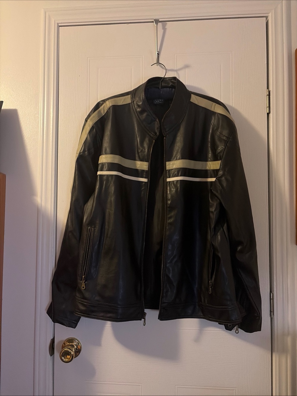 Men’s 90’s Y2K Point Zero Jacket XL Black-Racing Moto-Polyvinyl Leather